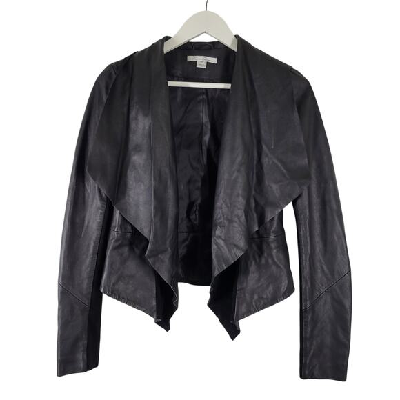 Kenneth Cole Jackets & Blazers - Kenneth Cole Genuine Leather Jacket Blazer Womens XS P Black Waterfall Front